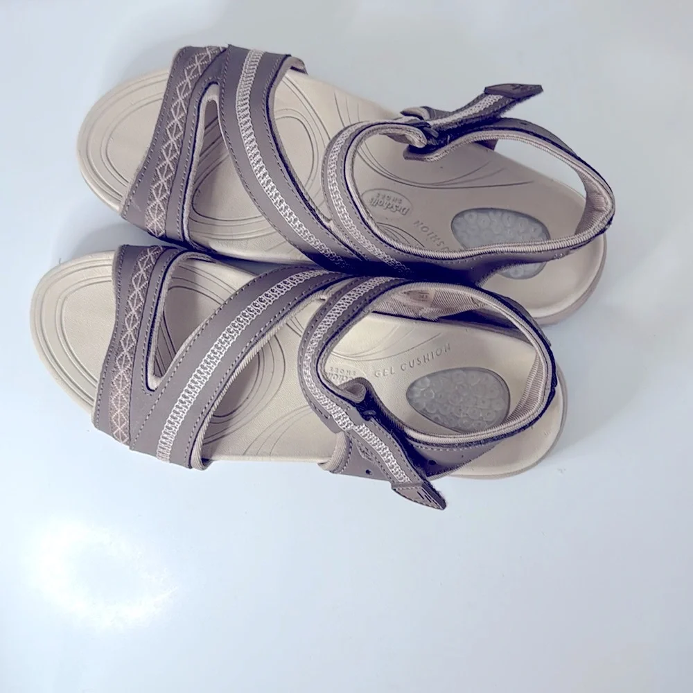 Dr Scholl’s Gel Cushion Women's Gray Sandals  Size 7.5 Velcro Closure - Picture 5 of 10